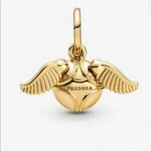 New Pandora Shine Gold Harry Potter Golden Snitch Wings Pendant Charm